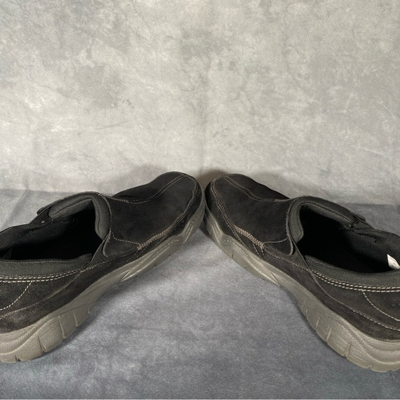 Crocs Swiftwater Mens 10 Black Suede Leather Slip On Loafer Shoes Casual Comfort - Picture 5 of 10